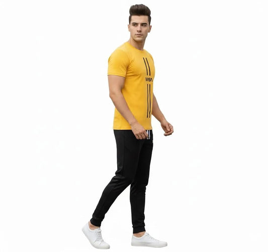 2 Pcs Men's Micro Interlock Printed T-Shirt & Shorts Tracksuit.